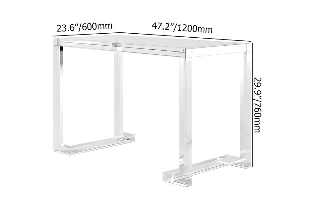 Savea 47.2" Modern Rectangular Clear Tempered Glass Office Writing Desk