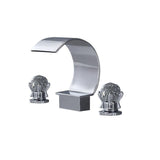Mooni Chrome Waterfall Spout 2 Crystal Handle Widespread Bathroom Sink Faucet