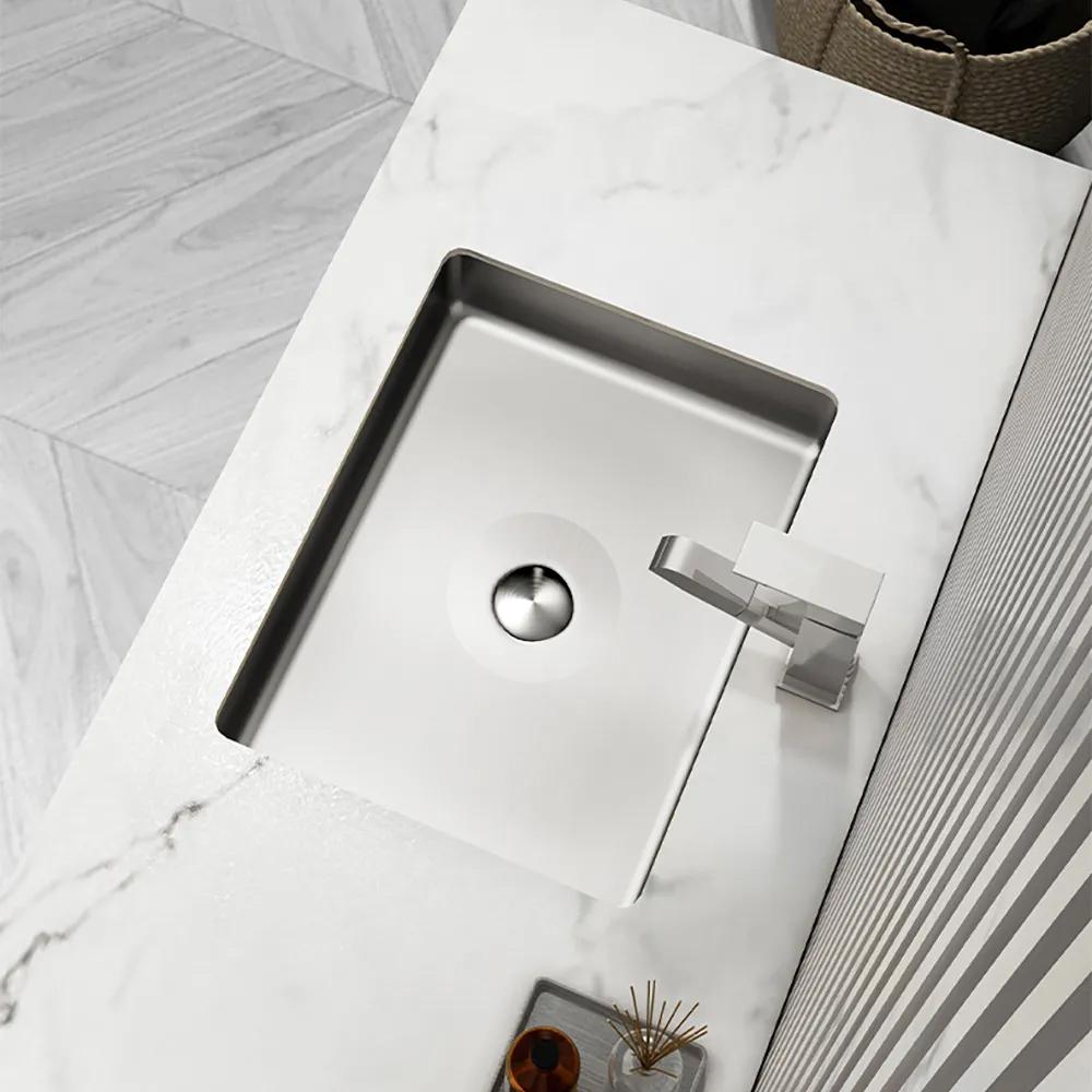 Gold Luxury Stainless Steel Rectangular Sink Undermount Bathroom Wash Sink