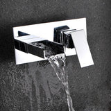 Mero Contemporary Solid Brass Waterfall Wall Mount Bathroom Sink Faucet in Polished Chrome