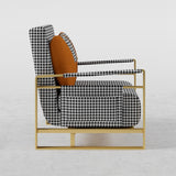 Modern Orange Houndstooth Single Sofabed Convertible Sleeper with Side Storage