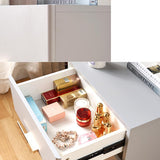 Grayish White Nightstand Modern 2-Drawer Bedside Table Gold Pulls