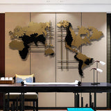 Modern 3D Metal World Map Home Wall Decor Art