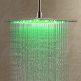 12 Inch Modern LED Stainless Steel Square Ceiling Mount Rain Shower Head in Brushed Nickel