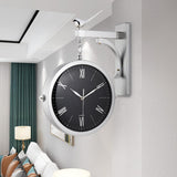 Modern Double-Sided Wall Clock Green Minimalist Hanging Clock