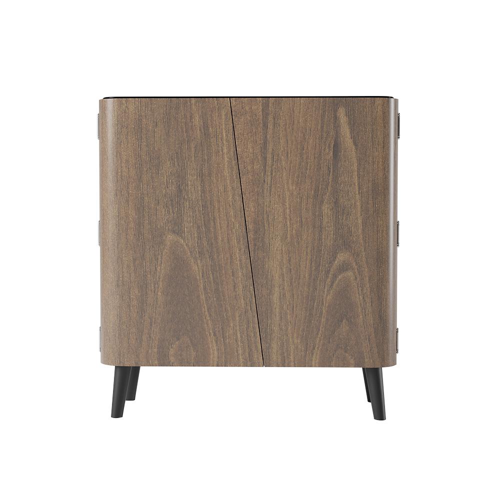 Walnut Shoe Storage Cabinet with 2-Door in Black 14 Pairs