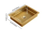 Gold Luxury Stainless Steel Rectangular Sink Undermount Bathroom Wash Sink