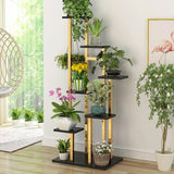 59.1" Modern Ladder 7-Tiered Plant Stand in Gold & White