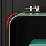 Green Makeup Vanity Set Expandable Dressing Table with Mirror&Side Cabinet&Stool
