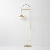 Modern Arc Gold Floor Lamp with White Glass Globe Shade 1-Light