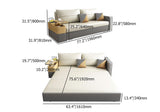 77" Beige & Gray Sleeper Sofa with Lift Top End Table Convertible Sofa Bed with Storage