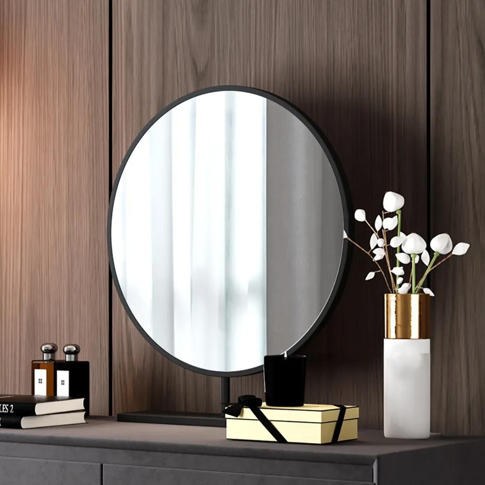 Modern Gray Makeup Vanity Set with Velvet Surface Dressing & Mirror & Stool in Small