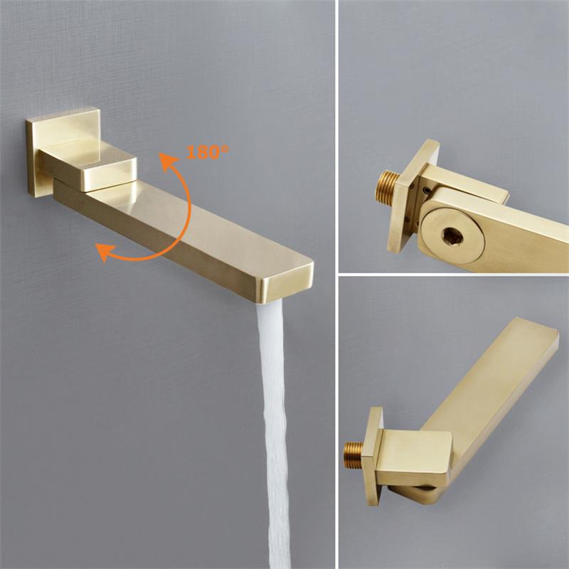 Wall Mount Matte Black Single Handle Bathroom Sink Faucet Solid Brass