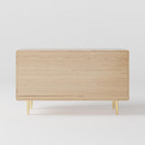 53" Nordic Natural Bedroom Dresser with 6 Drawers Rattan Woven in Gold