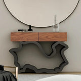 39.4" Modern Walnut & Black Consloe Table with Drawers