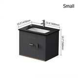 24" Floating Wood Bathroom Vanity Set with Black Stone Top & Ceramic Sink