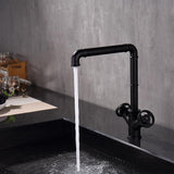 Ruth Industrial Matte Black Single Hole Kitchen Faucet Brass Double Handle