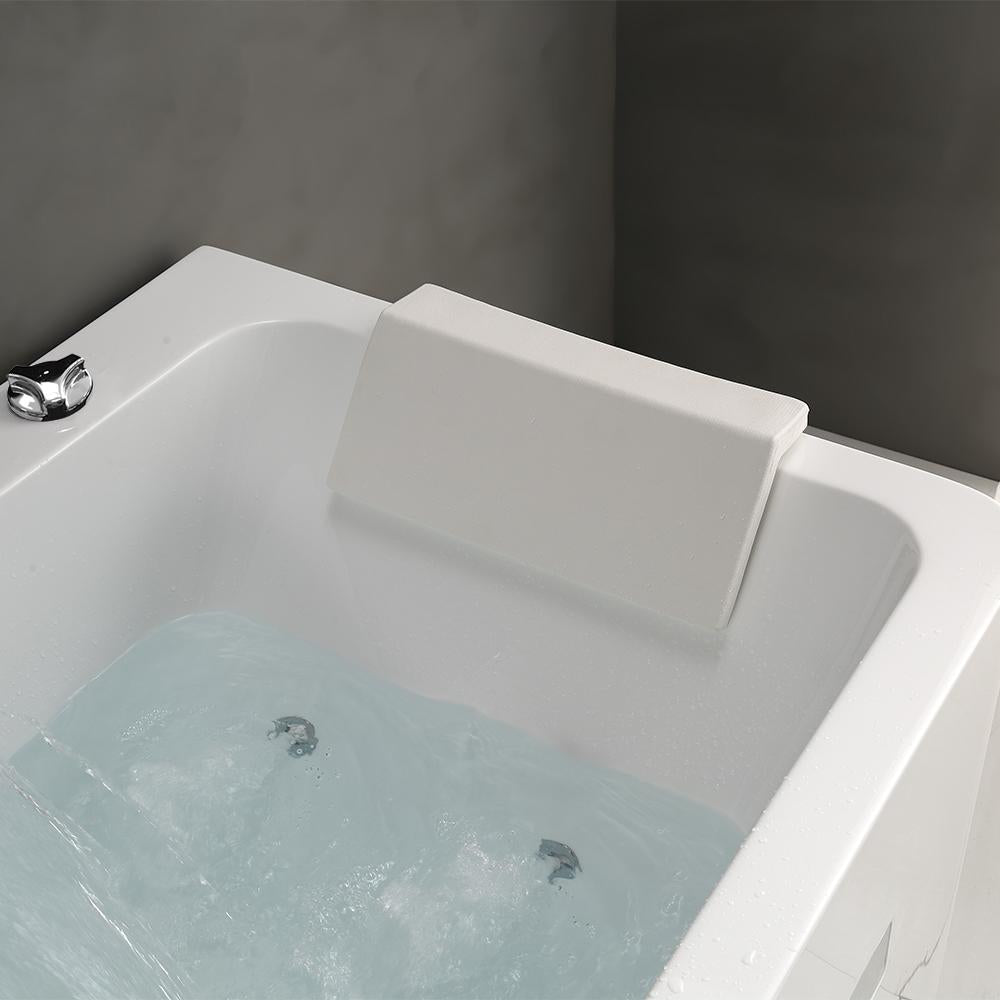 60" Modern Acrylic Rectangular Whirlpool Water Massage Bathtub in Chromatherapy LED