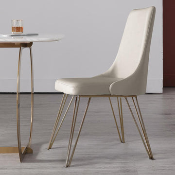 Modern Faux Leather Upholstered 2-Piece Dining Chair with Stainless Steel Legs