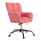 Modern Office Chair Upholstered Cotton & Linen Swivel Task Chair Height Adjustable
