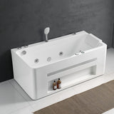 60" Modern Acrylic Rectangular Whirlpool Water Massage Bathtub in Chromatherapy LED