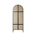 Woven Rattan Bedroom Clothing Armoire with Hidden 2 Doors and Drawers Wardrobe, Natural