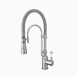 High Arc Dual-Mode Pull-Down Kitchen Faucet Solid Brass with Porcelain Handle