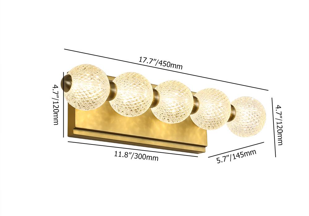 4-Light Clear Acylic Vanity Wall Light for Bathroom in Gold