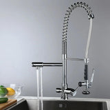 Modern Kitchen Faucet with Sprayer Brass Pull Down Faucets Chrome Single Hole 3-in-1