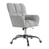 Modern Office Chair Upholstered Cotton & Linen Swivel Task Chair Height Adjustable