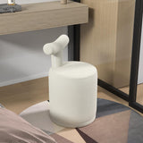 Modern White Boucle Vanity Stool with Round Seat & Back Bedroom Vanity Chair
