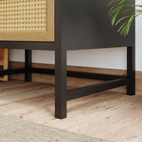 Industrial Nightstand Rattan Nightstand with 2 Drawers Storage for Bedroom