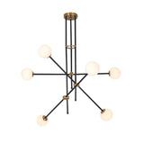 Modern 12-Light Warm Light Sputnik Chandelier in Black & Gold