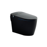Elongated One-Piece Smart Toilet Floor Mounted Automatic Toilet in Black & Gold Rim