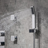 Modern Ceiling Mounted LED 12" Rain Shower System with Handheld Shower & 6 Body Sprays