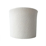 Modern White Round Lamb Wool Vanity Stool with Backrest & Rotatable Chassis