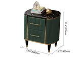 Oval Green 2 Drawers Nightstand Black Marble Top Bedside Table