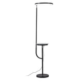 Lámpara de pie ajustable negra moderna Luz de lectura de pie LED con estante de vidrio
