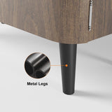 Walnut Shoe Storage Cabinet with 2-Door in Black 14 Pairs