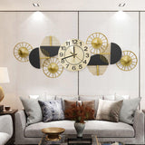 Black & Gold Luxury Geometric Wall Clock Large Metal Art Decor