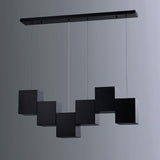 Modern Linear Black Kitchen Island Light 6-Light Square Pendant Light