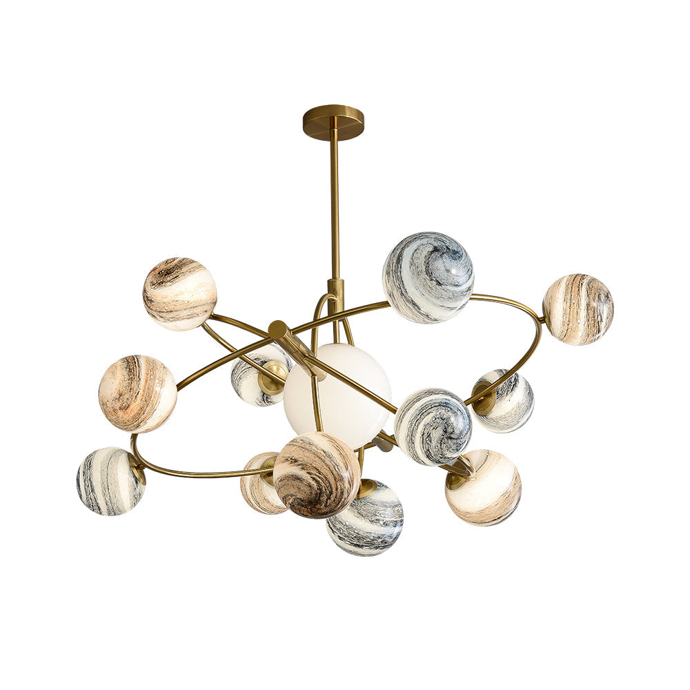 Modern Creative Design 7-Light Rotating Planet Chandelier Stainless Steel Frame
