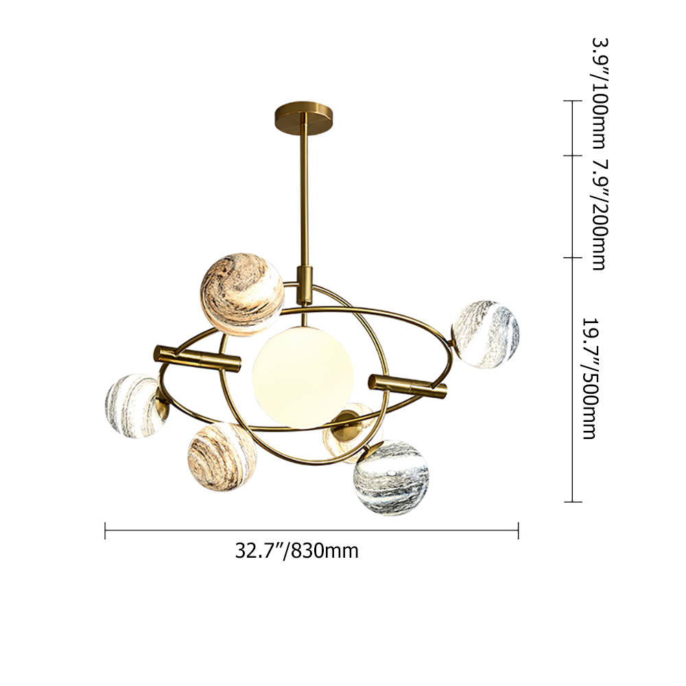 Modern Creative Design 7-Light Rotating Planet Chandelier Stainless Steel Frame
