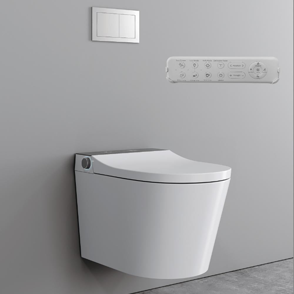 Elongated One-Piece Wall Mounted Automatic Toilet with In-Wall Tank & Carrier System