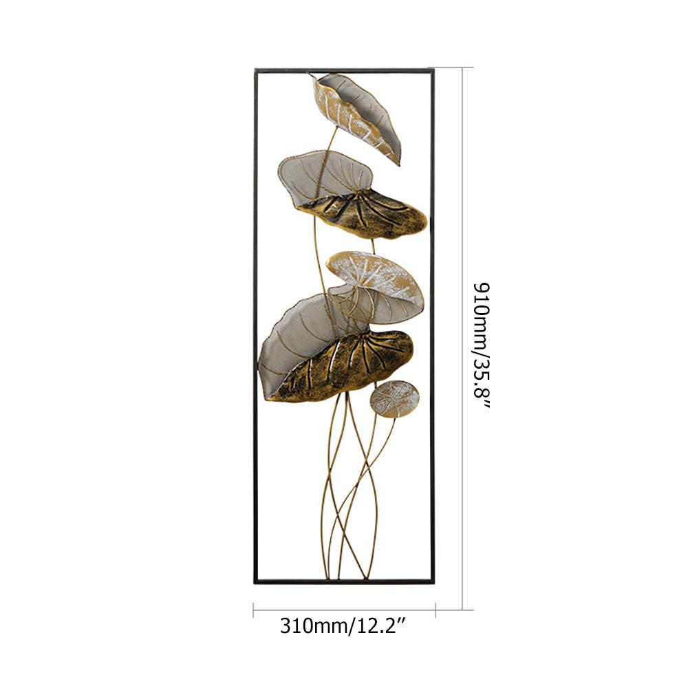 2 Pieces Metal Lotus Leaves Wall Decor with Black Rectangle Frame