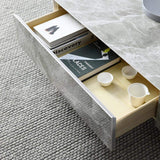 Modern Gray Rectangle Coffe Table with Stone Top & Storage-Coffee Tables,Furniture,Living Room Furniture