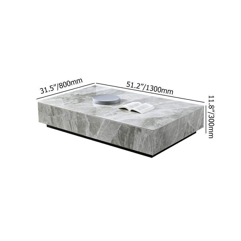Modern Gray Rectangle Coffe Table with Stone Top & Storage-Coffee Tables,Furniture,Living Room Furniture