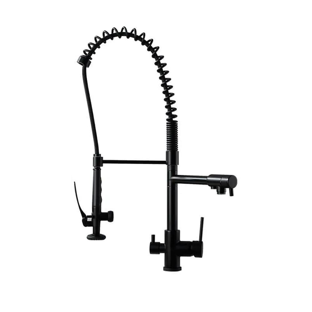 Modern Kitchen Faucet with Sprayer Brass Pull Down Faucets Chrome Single Hole 3-in-1