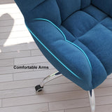 Modern Office Chair Upholstered Cotton & Linen Swivel Task Chair Height Adjustable
