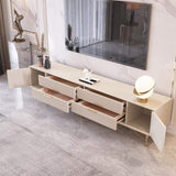 Modern Off White TV Stand for 85 inch TVs with 4 Drawers & Doors MDF-Richsoul-Furniture,Living Room Furniture,TV Stands